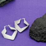 Silver Edge Hoops For Women