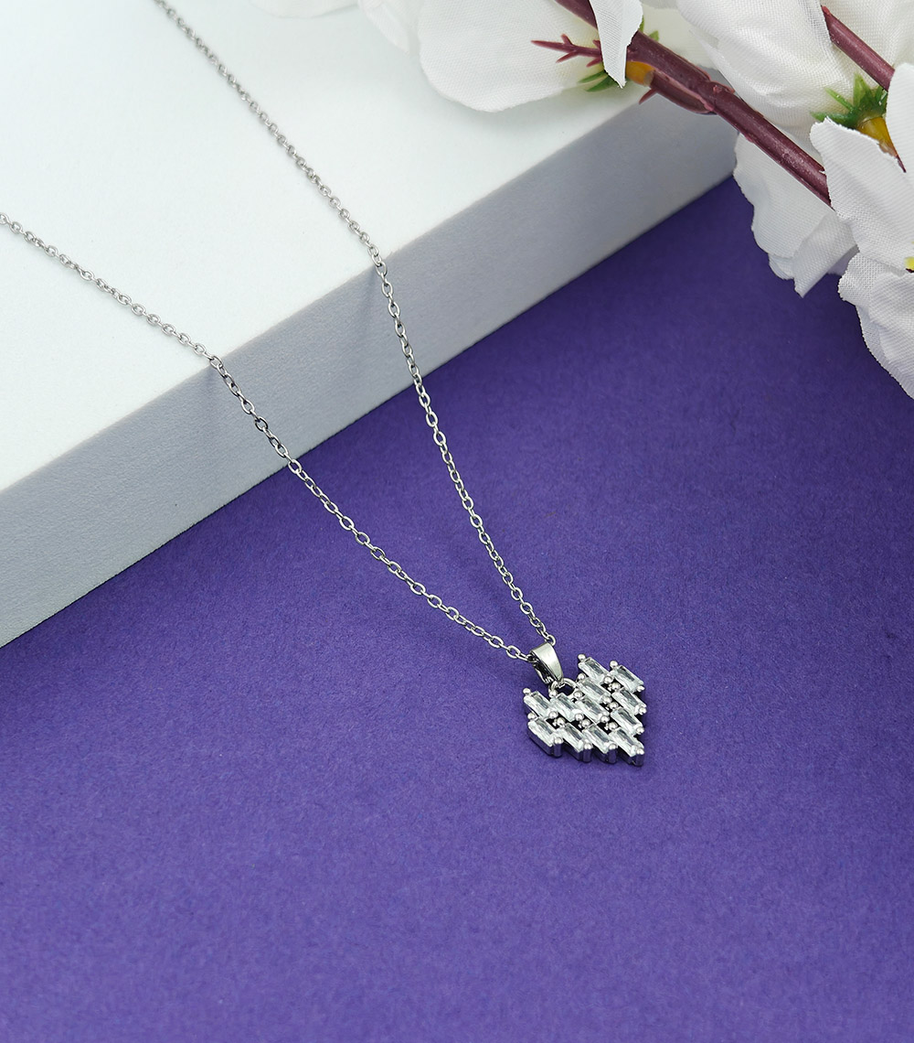 Radiant Heart Silver Chain Pendant Necklace